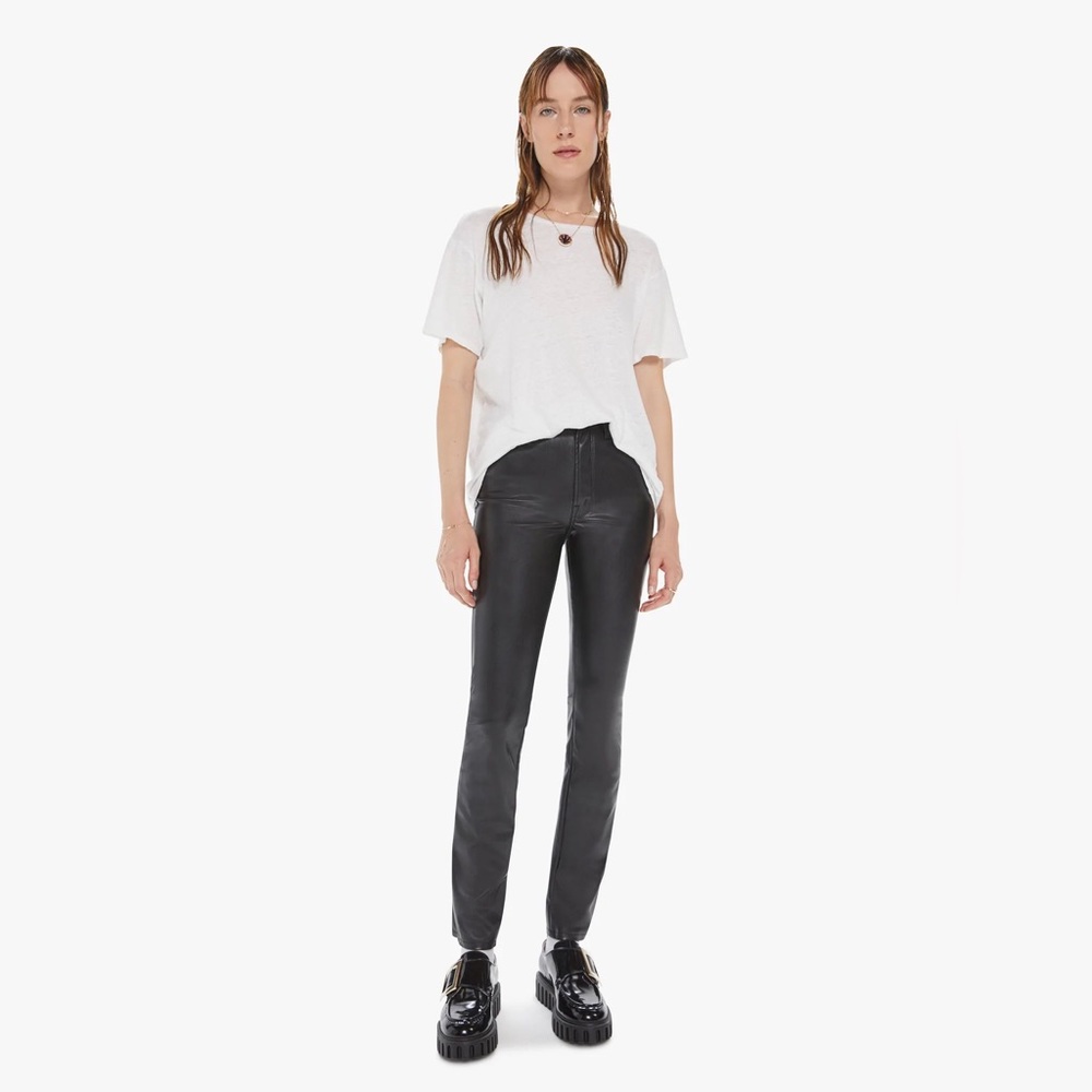 Mother dazzler skimp Black Faux leather pants size 26 NWT